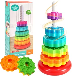 Spinning Stacking Tower with Sensory Rainbow Rings
