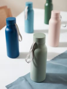 John Lewis Double-Walled Stainless Steel Leak-Proof Bottle 500ml Navy