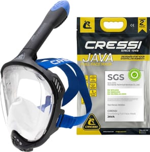 Cressi Java Full Face Mask, Compact Fit, Black/Blue L/XL