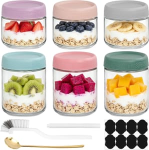 ManyDFYu Clear Glass Overnight Oats Jars with Airtight Lids