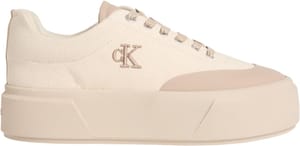 Calvin Klein Womens Flatform Lace-up Canvas Trainers, Beige, Size 6