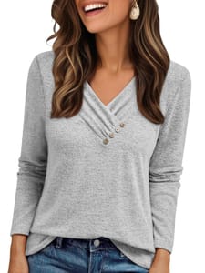 Cuptacc Long Sleeve Tops plus Size Jumper Light Gray L