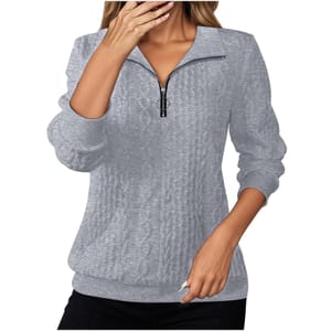 Women's Cable Knit Half-Zip Pullover Sweatshirt, Long Sleeve