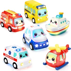QASUN Light-up Baby Bath Toys for Boys, Pack of 6