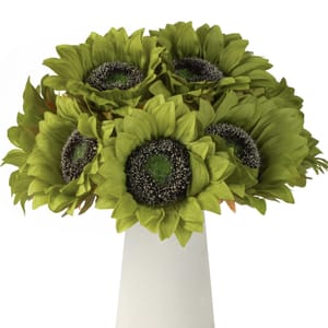 DuHouse 12-Pack Artificial Sunflowers with Long Stems, Green