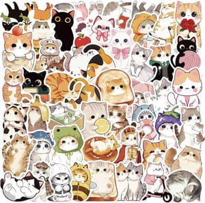 Bubaxuce 100 Cute Cat Stickers for Water Bottles, Laptops
