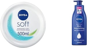 NIVEA Soft Moisturising Cream 500ml and Nourishing Body Lotion 400ml