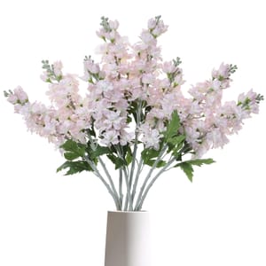 DuHouse 5-Pcs Artificial Delphinium Flowers, Blush