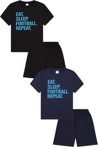 Eat Sleep Football Repeat Boys Pyjamas 2 Pack 5-6 Years