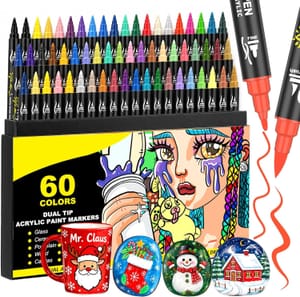 Acrylic Paint Pens Set -Dual Tip Acrylic Paint Markers - 60 Colours
