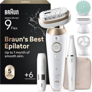Braun Silk-Pil 9 Flex SkinSpa Epilator, Wet & Dry, Gold