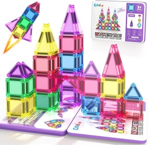 Coodoo 40 PCs STEM Mini Travel Magnetic Tiles Set