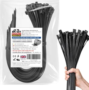 4.8x300mm Heavy-Duty PA66 Nylon Cable Ties, 250 Pack, UV Resistant