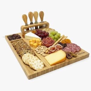Joeji's Bamboo Cheese Board & Knife Set, 35cm Charcuterie Gift