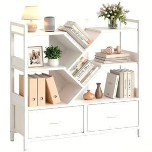 IRONCK Tree Bookshelf, 3/8-Tier Modern Bookcase on Wheels, White