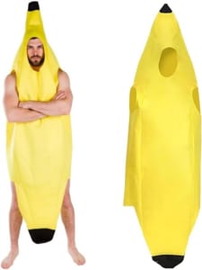 EYWILYWI Adult Banana Costume, Yellow Jumpsuit for Halloween