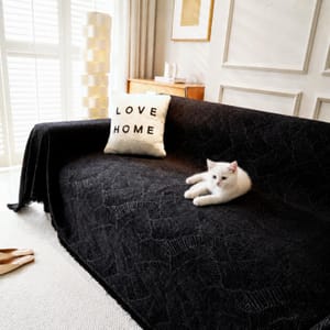 VIWATIN Geometric Chenille Sofa Throw - Forest Black, 180x230cm