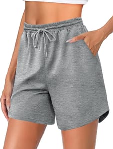 Jahetuul Women's High-Waist Running Shorts with Pockets, Grey
