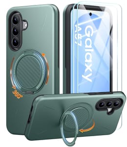 AOUIA Samsung A57 5G Case, 2-Pack Screen Protector, 360 Kickstand
