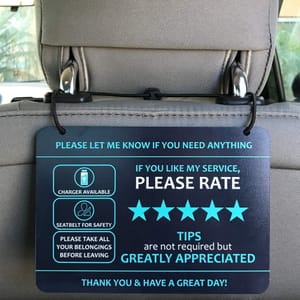 Nebudo 2-Pack Ride-Share Headrest Signs 7x5 Rate Me No Smoking