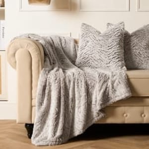 OHS Two Tone Faux Fur Cushion Covers - Natural