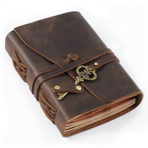 FENSPARK Leather Journal - Handmade Bound Diary, 150 Pages, Brown