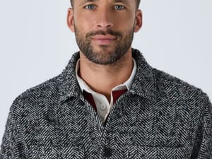 Black/White Herringbone Check Shacket