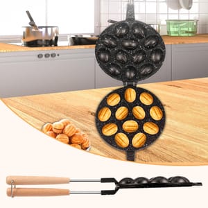 Walnut Cookie Mold and Press with Wood Handle, 12 Holes