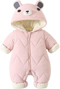 Baby Snowsuit Hooded Romper Winter Jumpsuit 3-6 Months Pink