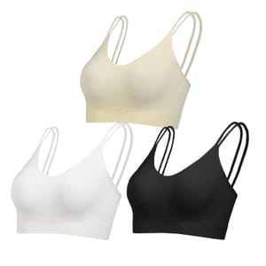Comfyin Unpadded Bralettes for Women, Wireless, Seamless, V-Neck, Ribbed XL