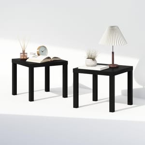 Furinno CLASSIC Nightstand Set of 2, 1.8in Thick Top, Black