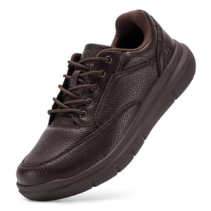 FitVille Men's Extra Wide Leather Oxford Dress Shoes, Brown UK9.5