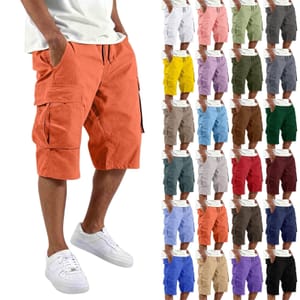 DEAL STACK - Men's Cargo Shorts, 3/4 Length, Quick Dry, Orange XXXXL