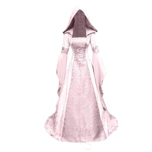 Gothic Hooded Skeleton Witch Dress plus Size 5XL Pink