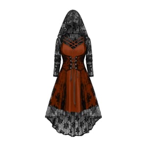 Women's Gothic Halloween Dress, plus Size, A-Line, Hooded, Tiered