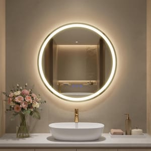SONGMICS 51 X 51 Cm Bathroom Mirror with LED Anti-Fog
