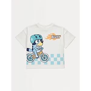 Bluey White Bike Checkerboard T-Shirt