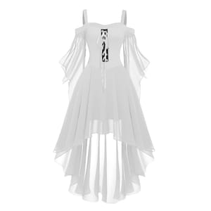 Women's Halloween Vampire Dress, Gothic Steampunk Victorian Corset XL White