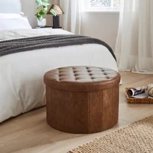 Faux Leather Large round Ottoman