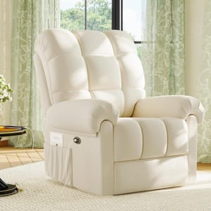 DEAL STACK - Welzona Electric Recliner Chair, Teddy Armchair, Beige