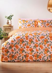 Orange Print Microfibre Duvet Set - Single