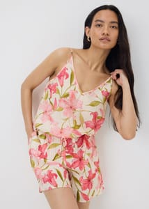 Pink Tropical Floral Co Ord Cami Top