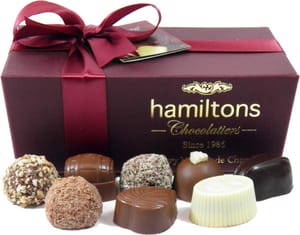 Hamiltons Burgundy Luxury Belgian Ballotin 24 Handmade Chocolates