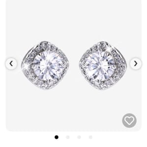 Sterling Silver Halo Cushion Earrings, DiamonFlash