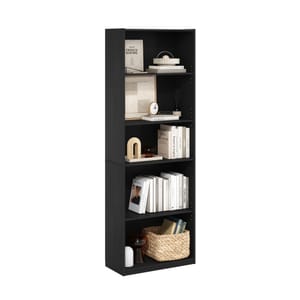 Furinno GEHRY 5-Tier Bookshelf with Adjustable Shelves, Darkwood