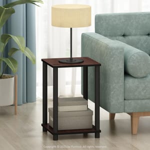 Furinno Turn-N-Tube Side Tables, Set of 2, 2-Tier, Dark Cherry