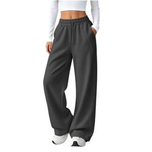 Meeyuioe Women's Straight Leg Joggers with Pockets, Dark Gray