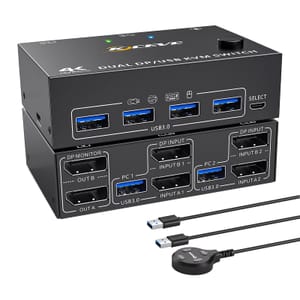 DisplayPort KVM Switch for 2 Monitors and 2 Computers
