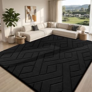 Sour Lemon Rugs, Black Shaggy, 240x300 Cm, Living Room/Bedroom