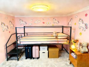 XINBEDEU Single Low Loft Bed with Storage Stairs, Black Twin